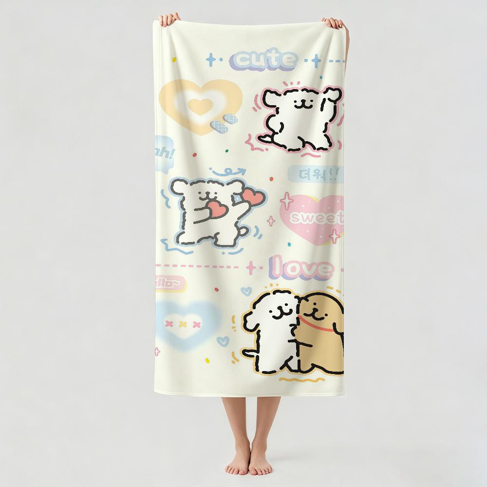 Cartoon cute Line Puppy Towel Drying Bath Towel Applicable To Light Swimming Camping Yoga Beach Out