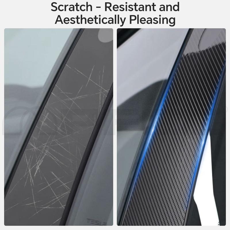 Arbon Fiber Texture A B Pillars Protection Film For Tesla Model Y Juniper 2025 2026 Model 3 2024-2025 Pre-cut PPF Anti-scratch