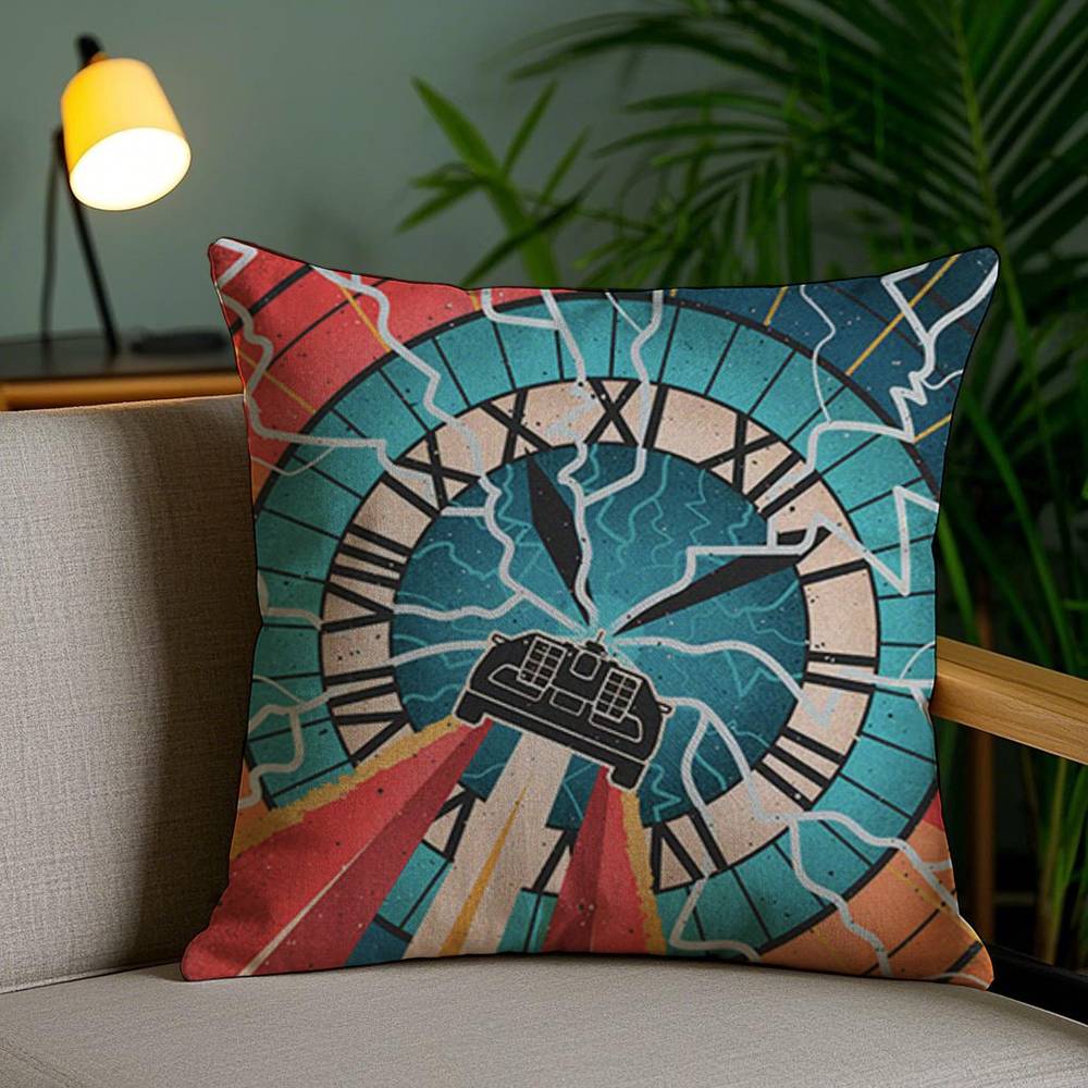 B-Back To The Future Pillow Case Home Dorm Chair Back Short Plush Double-sided Printing Office Nap Time Cushion Cover