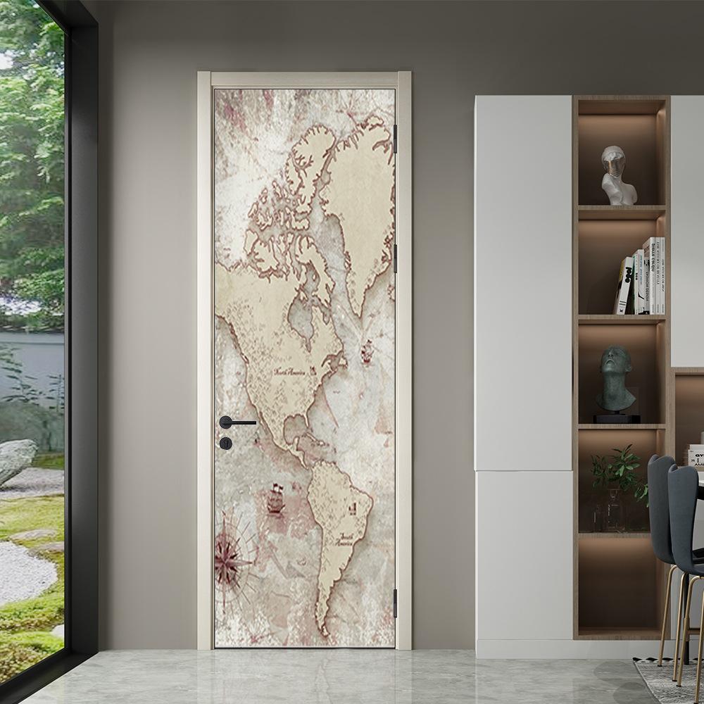 3D Geometric Door Stickers Mural Art Decor Peel and Stick for Bedroom Bathroom Yard Dinosaur Scenery Wallpaper Poster Removable