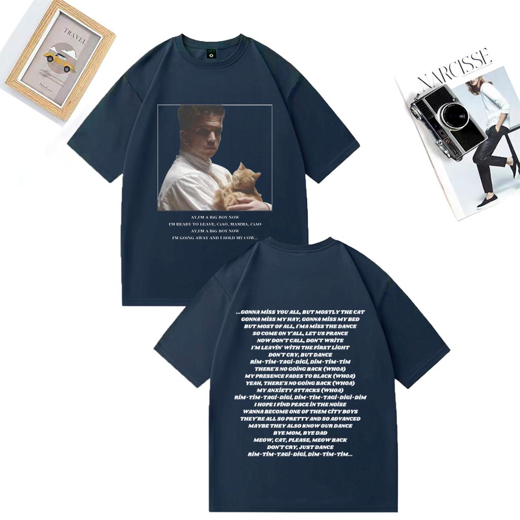 Baby Lasagna Rim Tim Tagi Dim Eurovision Móda Tričko Unisex DÁMSKÉ vtipné Kočka krátký rukáv Trička Unisex oversized Bavlněná trička