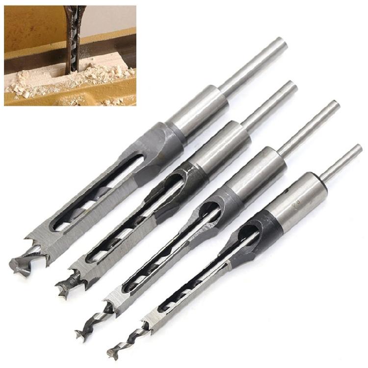 7Pcs Complete Square Mortising Chisel Set Heat Resistant Material Chisel Drill Bits For Efficient Wood Drilling