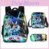 Sonic Cartoon School Bag Set With Oxford Fabric Breathable Lightweight For Kids School Use