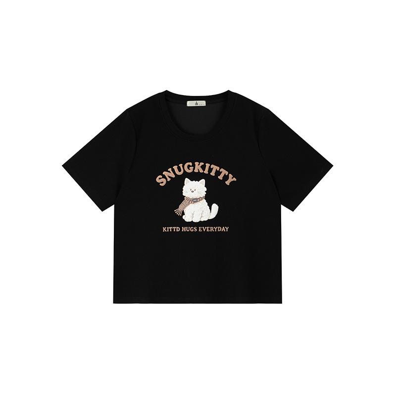 

Spring 2026 Women s Plus Size Casual Cartoon Animal T-shirt - Short Sleeve & Age-Reducing 3XL