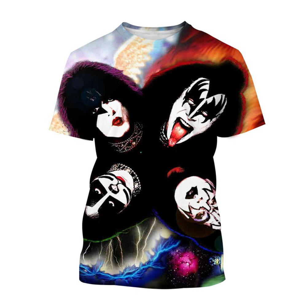 

New Rock Kiss Band T Shirts 3D Print Men Woman Short Sleeve O-Neck T-shirt Streetwear Oversized Harajuku Kids Tops Tees Clothing 2XL