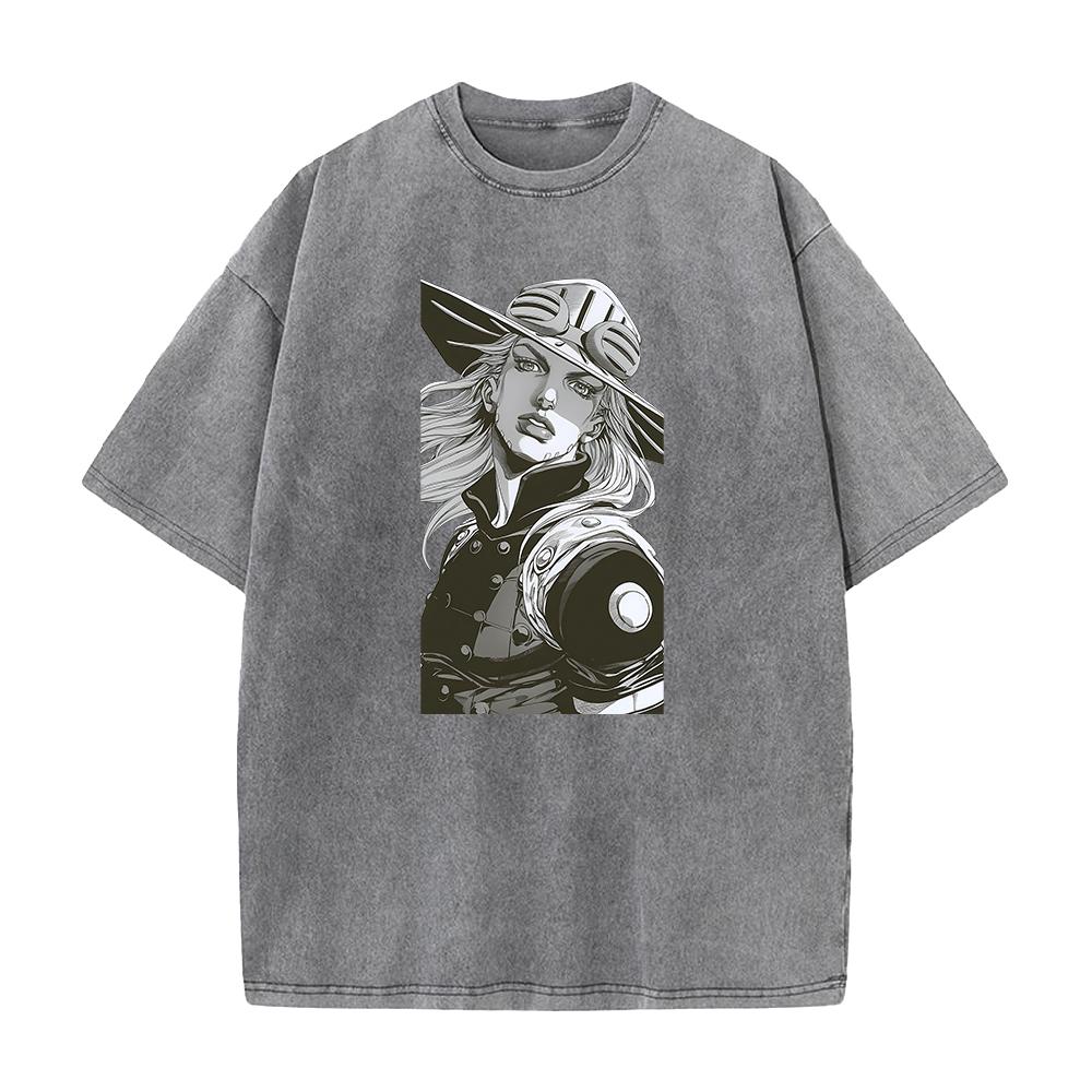 JoJo's Bizarre Adventure Gyro Zeppeli Graphic Tshirt Men Women Clothing Short Sleeve Cotton T-shirts Washed Tee Harajuku T Shirt