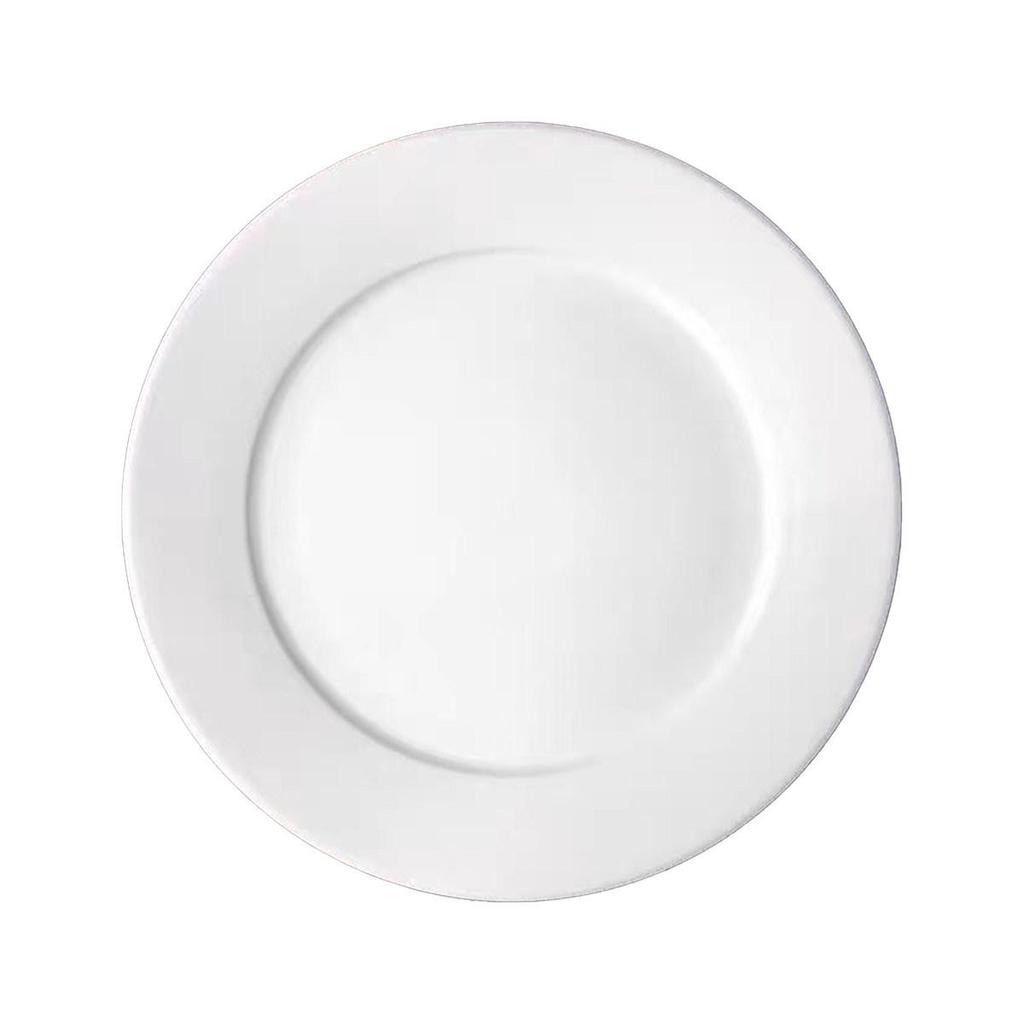 Steak Ceramic White Round Western Bone Plate - Shallow, Flat Tableware Dish for Household Use