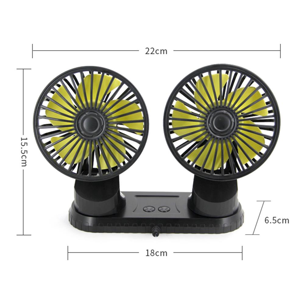 12V 24V Car Fan 3 Speeds Adjustable Dual Head Cooling Car Fan 360 Degree Rotation Dashboard Air Circulator Fan for Car Truck SUV