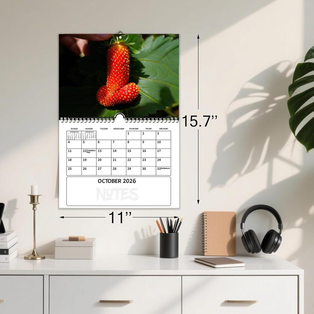 Nature's D*ck Pics Calendar 2026 – Funny Wall Calendar with Unique Rock Photos, 11”x8” for Adults, Perfect Gag Gift for White Elephant & Dirty