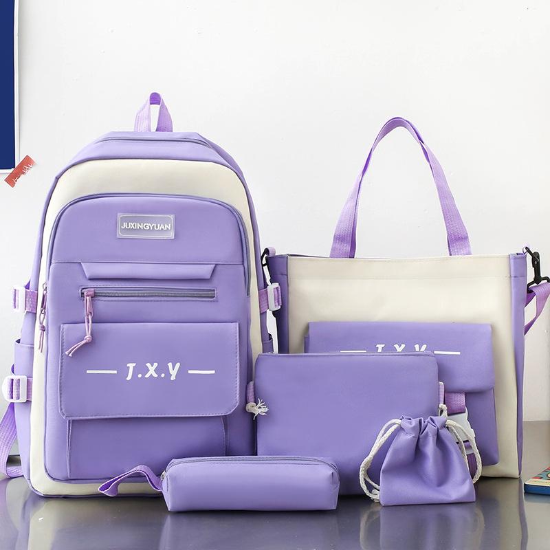 Primary School Boys Five Piece Set Junior High School Students High School Students Backpack Female College Students Backpack