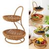 2/3 Layers Food Basket Imitation Rattan Weaving Decorative Standing Tray Serving Tray  Home Kitchen