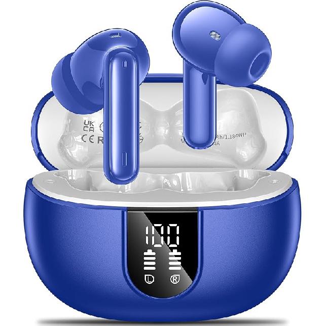 Wireless Earbuds, 2024 Wireless Headphones HiFi Stereo Earphones with 4 ENC Noise Canceling Mic, 42Hs Playtime In Ear Earbud, Bluetooth 5.3 Sport