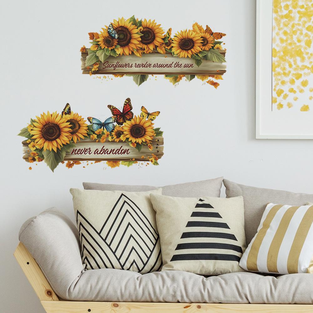 Creative Sunflower English Slogan Bedroom Living Room Entrance Hall Home Background Beautification Wall Stickers