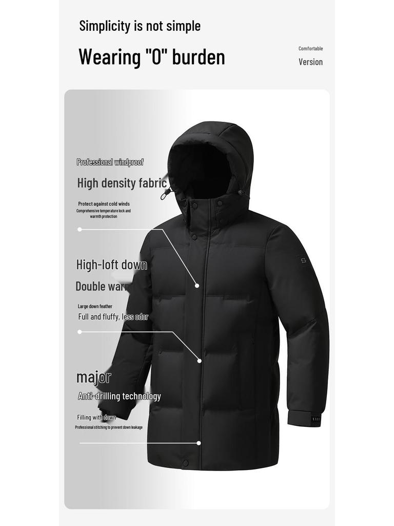 Herren Winter Daunenjacke im Huang Xiaoming Stil - 2025 Warme mittellange Oberbekleidung