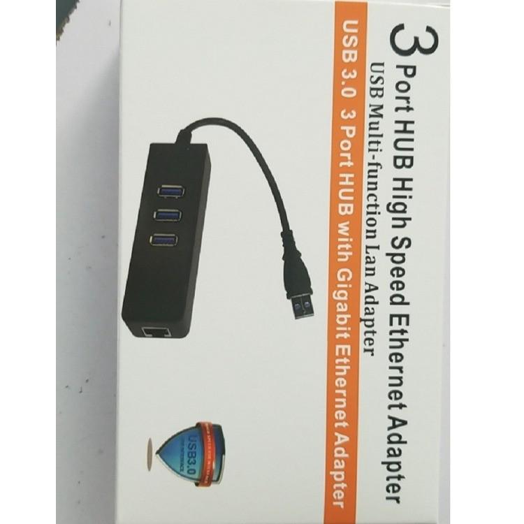 USB 3.0 to RJ45 Gigabit Network Card with Hub - Driver-Free
