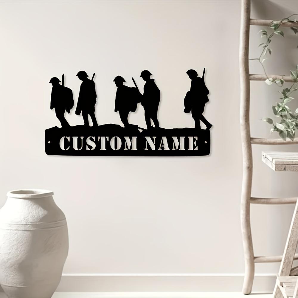 Unique Handmade Custom Soldier Silhouette Metal Wall Art Durable Laser Cut Iron Spray Paint Military Tribute Decor