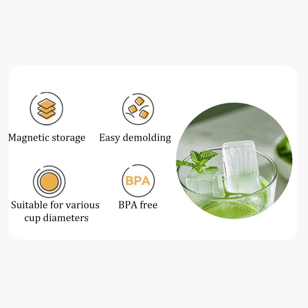 Strip Ice Box Silicone Ice Tray Mold, Autonomous Ice Box Refrigerator Magnet Is Suitable For Whiskey, Cocktails, Juices(6 Ice Boxes, 1 Magnet)