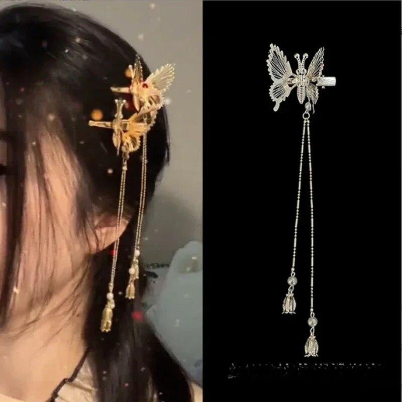 2 stk skjelvende sommerfugl sideklips Moving Butterfly Hårnål Dusk Dame Vintage Elegant Butterfly Hårnål Hodeplagg Styling Tool