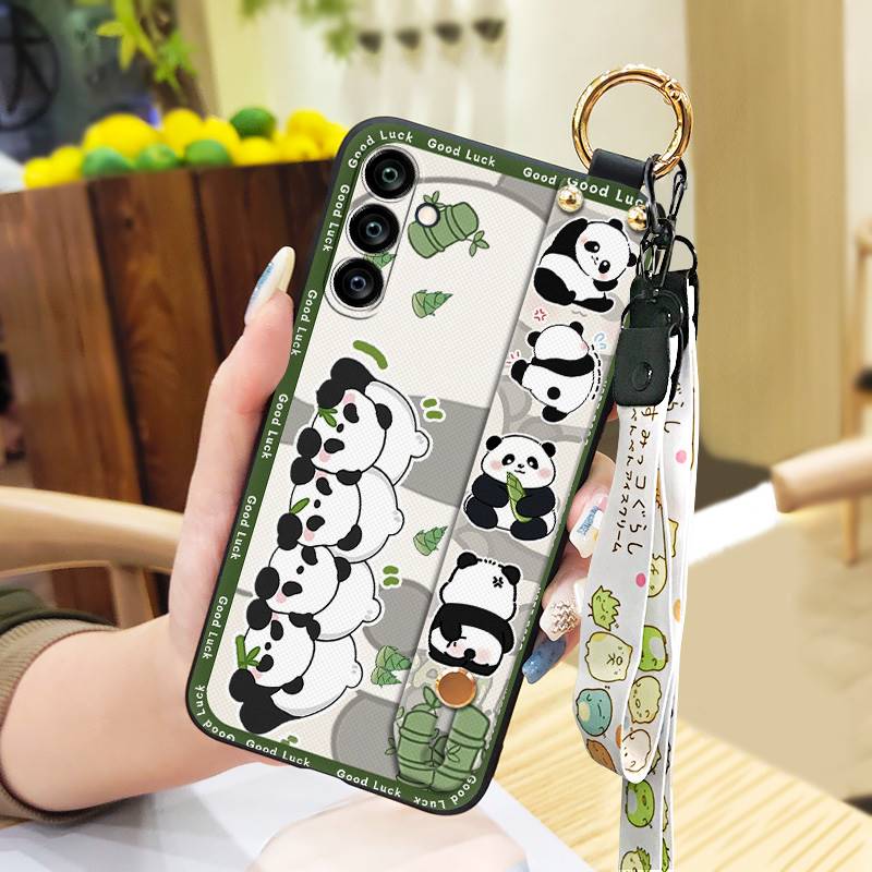 Ring Anti-knock Phone Case For Samsung Galaxy A24/SM-A245F/A25 5G Shockproof Wristband Waterproof Fashion Design Panda