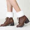 Women Leg Warmers Winter Autumn Lady Crochet Knitted Fur Trim Leg Boat Socks Thick Boot Cuffs Ankle Warm Foot Cover