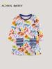 European Autumn Girls' Knitted Cotton Princess Dress, Round Neck Style