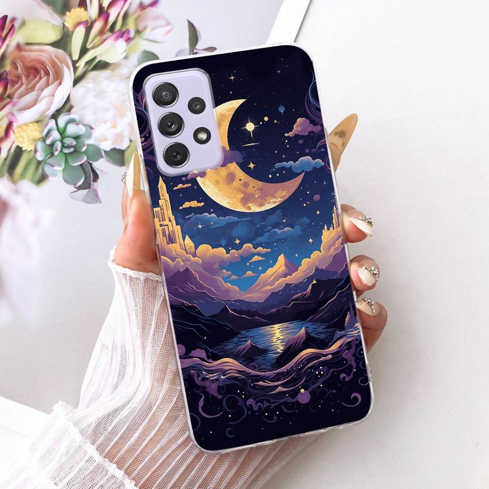 Transparent For Samsung Galaxy A72 4G Case Cute Fashion Flowers Funny Painted Casing For Samsung A72 4G SM-A725M SM-A725F Cover