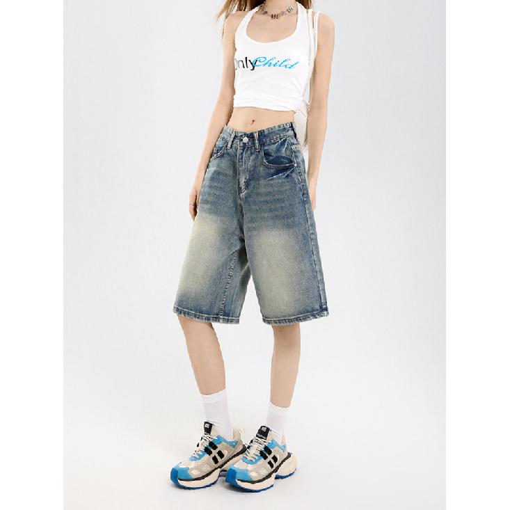 Femei Pantaloni Scurți Casual Largi Streetwear Lungime Genunchi Pantaloni Scurți Denim Modă de Vară Zilnic Cu Picior Larg Scurți Blugi