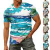 T-shirt da uomo alla moda con stampa, scollo a V, maniche corte