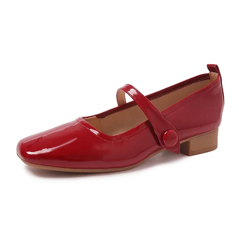 2025 Spring Patent Leather Women Mary Jane Shoes Fashion Soft Sole Shoes Elegant Wedding Party Shoes
