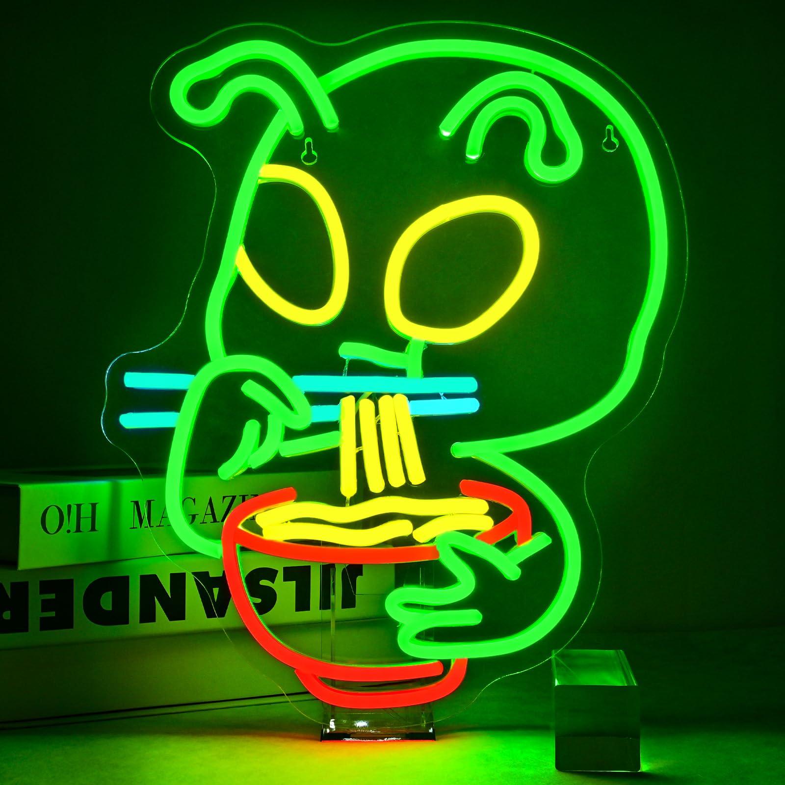 

Alien Ramen Neon Sign, LED Neon Light, USB Powered, 38.5cm x 32cm, Multi-Level Dimmable, Room Decor, Bedroom, Bar, Hotel, Funny Gift for Young People