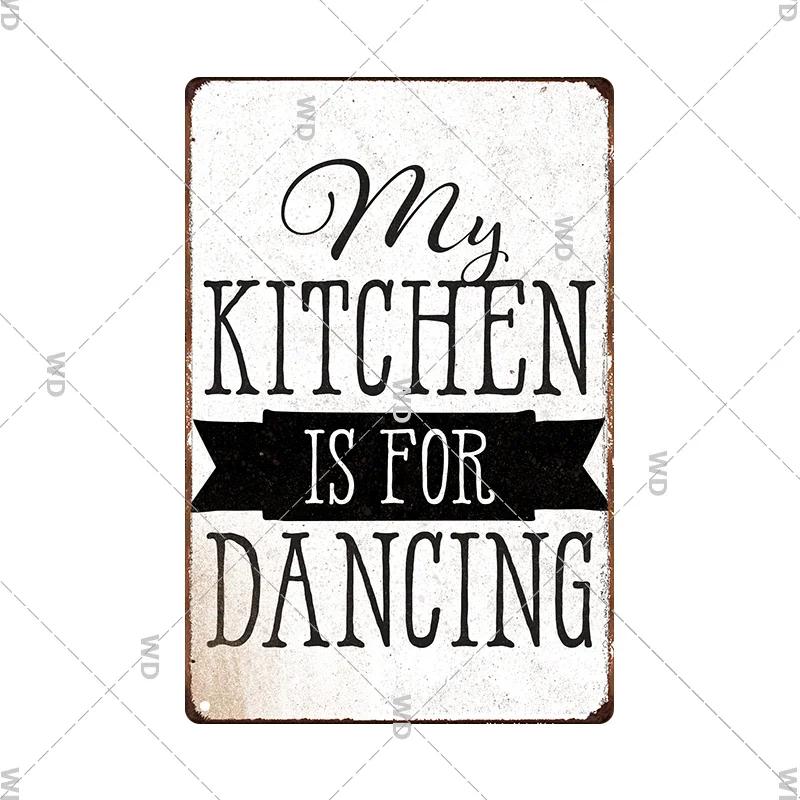 Retro Tin Sign Kitchen Rules Food Iron Painting Wall Art Metal Vintage Plaque Metal Posters for House Home Dinning Room Decor