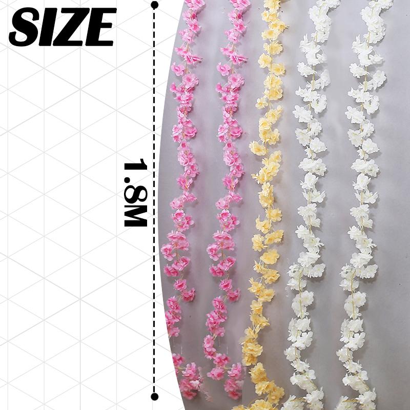 Artificial Silk Cherry Blossom Rose Rattan Wall Hanging Flower Decoration Rattan False Plant Wedding Home Decoration