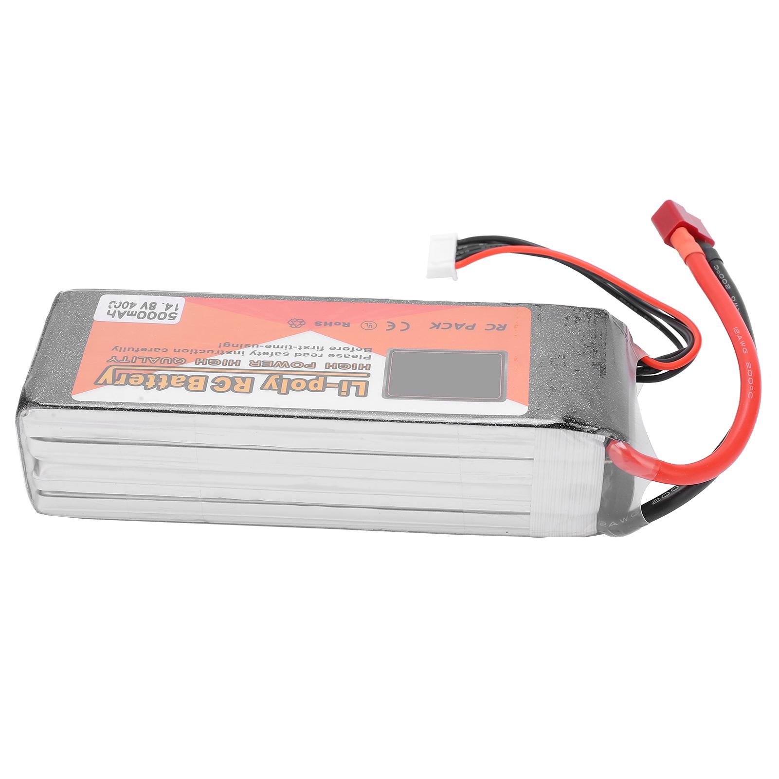 

14.8V 5000mAh 40C Lipo Battery T Plug 4S Rechargeable Battery for RC Racing Drone