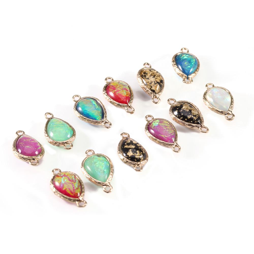 5Pcs/lot Resin Charm Beads Imitation Opal Water Drop Shape Pendant for Jewelry Making DIY Necklace Bracelet Earring Accessories