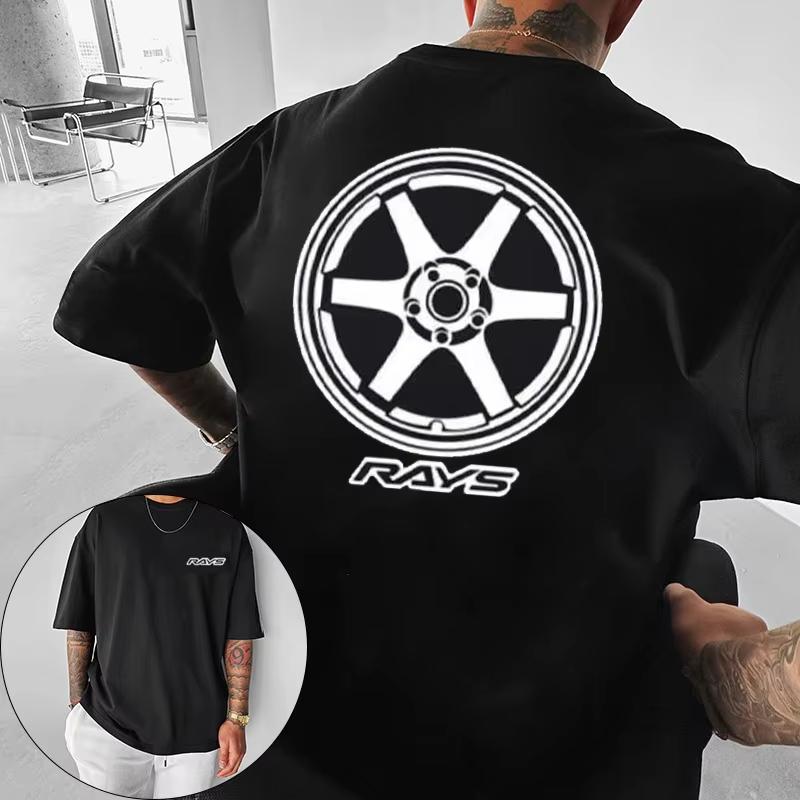 2026 New Wheel Hub Modification Family Matching Unisex Oversized T Shirt Car Wheel Back Graphic Jdm Streetwear Loose Cotton Tee