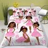 Carino Set Biancheria da Letto Principessa Ballerina Bambine Bambini 3 Pezzi Copripiumino Rosa Regalo di Compleanno per Bambine Decorazione Camera da Letto Misura Queen