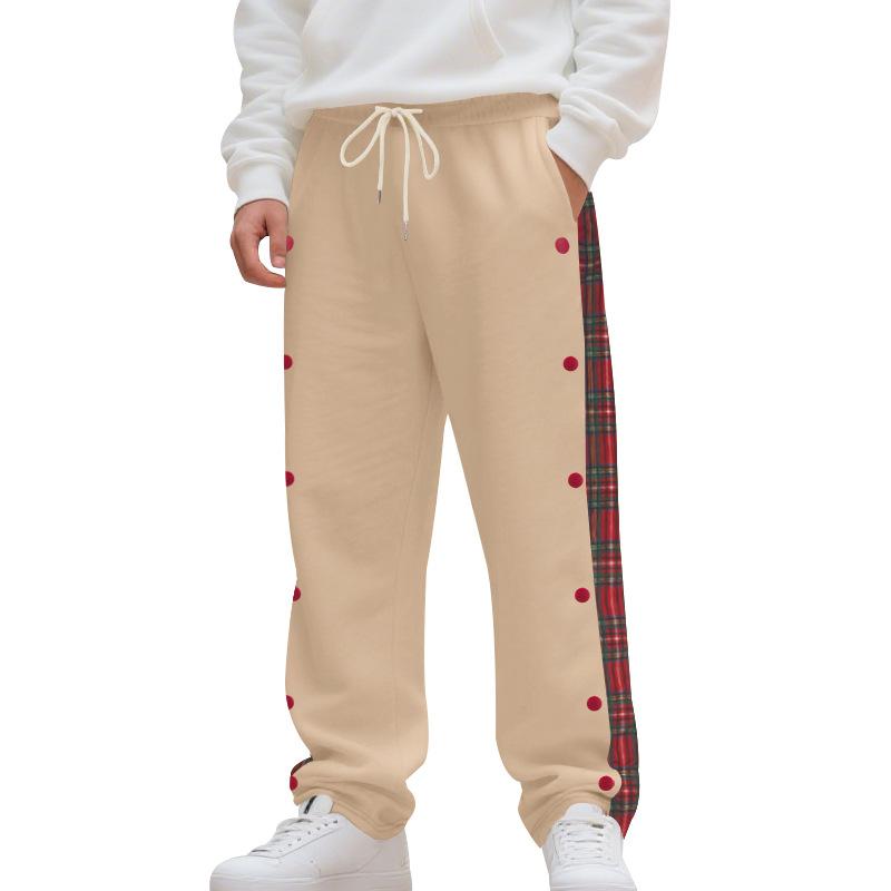 Autumn and Winter Men's Casual Pants High Street Heavyweight Loose Simple Splicing Casual Sports Button Sweatpants Men