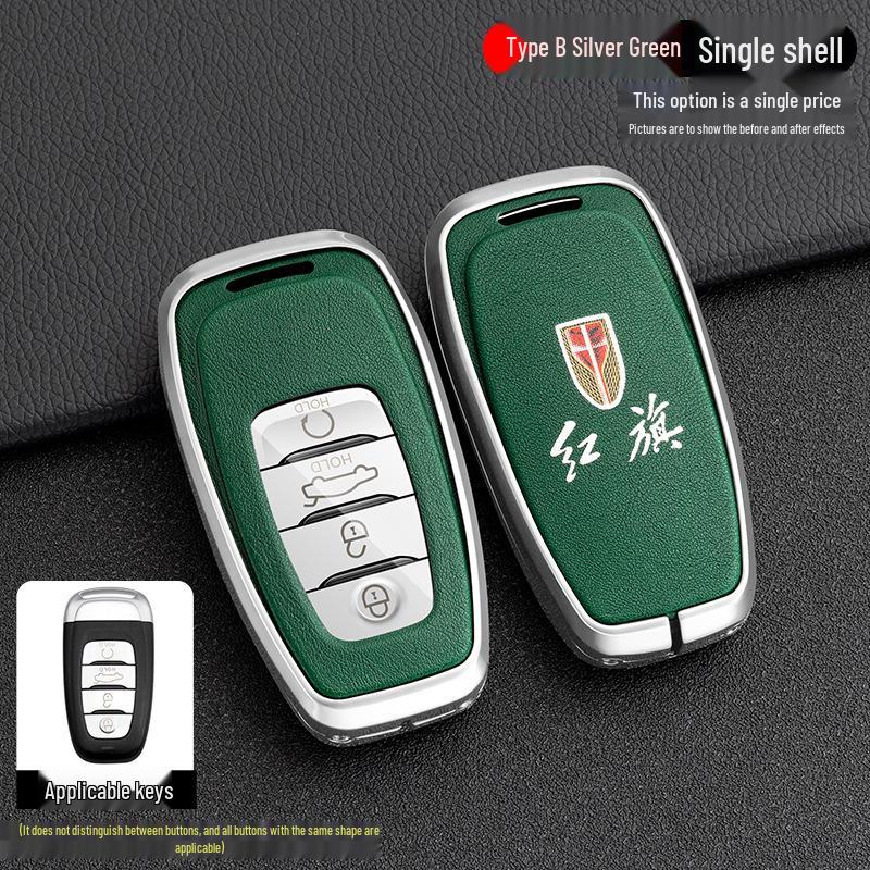 High-End Metal Key Case for Hongqi H9/H5/H7/HS7 - Full Wrap with Buckle Button for 21 Models