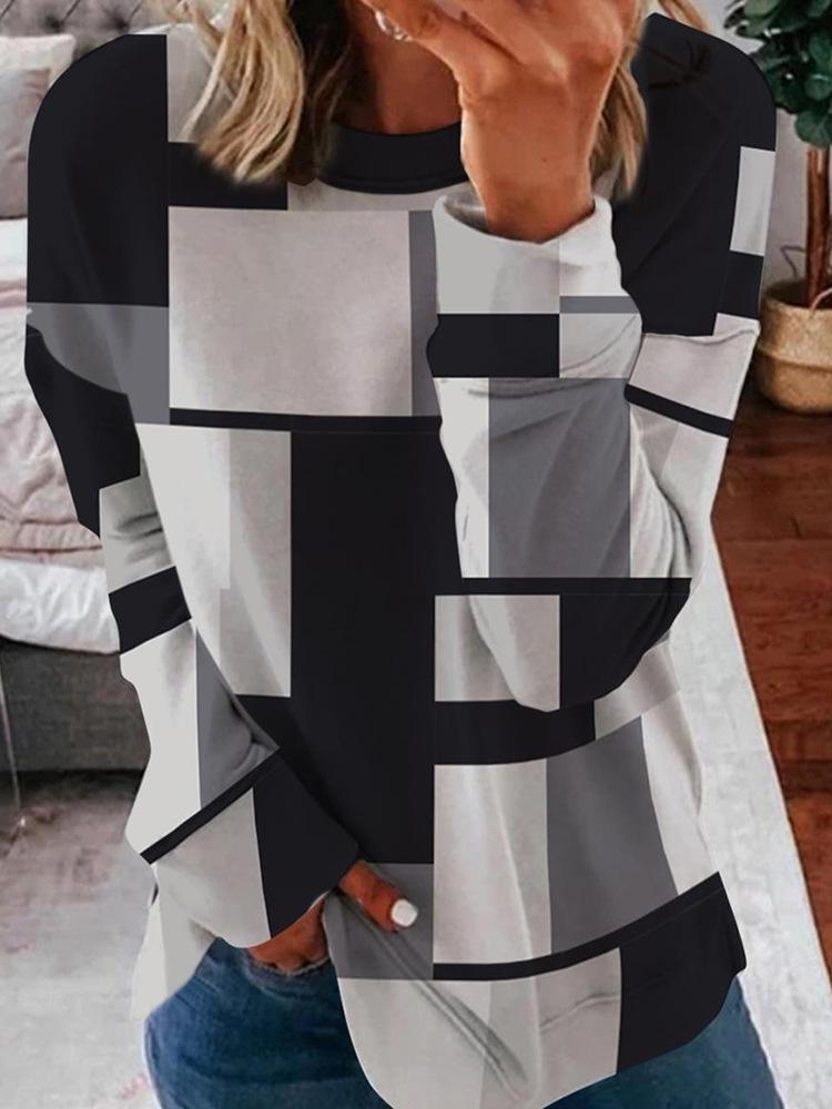 

Casual Round Neck Long Sleeve Loose Pullover Digitally Printed Womens Tops Sweater Comfortable Fit Trendy Style for Daily & Casual Outfits XXXL