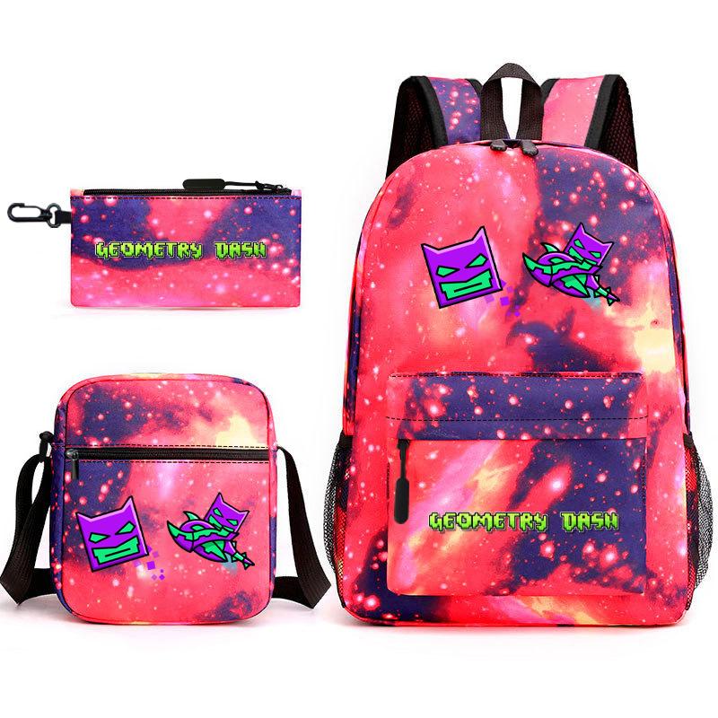 Geometry Sprint Game Backpack Geometry Dash Heat Transfer Backpack Elementary School Bag Leisure Bag
