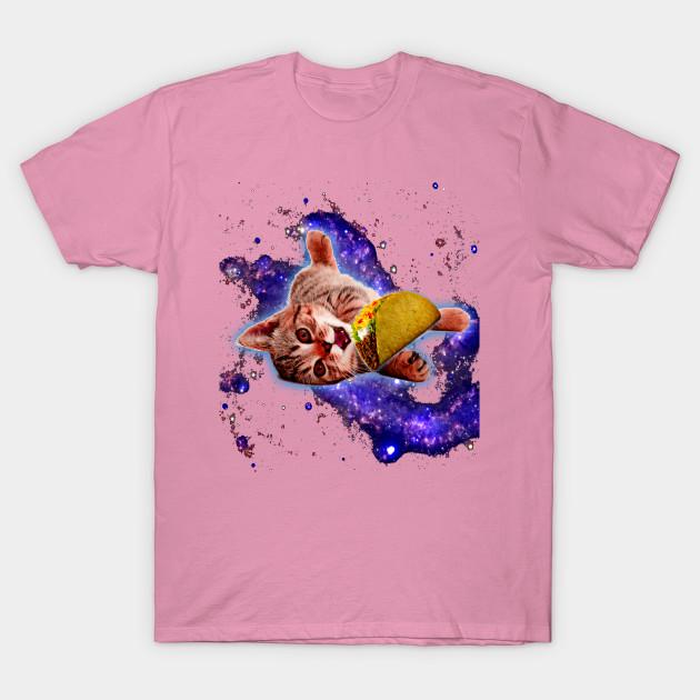 T Shirt Ladies Cat Taco In Space Funny T Shirt For Cat And Taco L Harajuku Print Kawaii Tshirt Summer Short Sleeve Female Practical Use S розовый