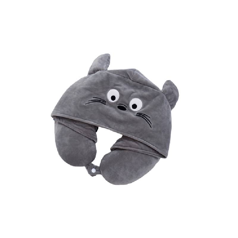 U Shaped Cartoon Neck Pillow Hooded Memory Foam Embroidery Multicolor Girls Gift