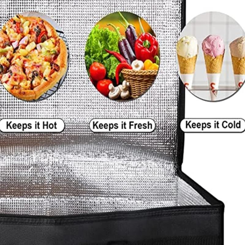 2PCs Heavy Type Insulated Pizza Delivery Bags With Thermals Insulation Waterproof Lining Keep Food Cold Hot Outdoor Event
