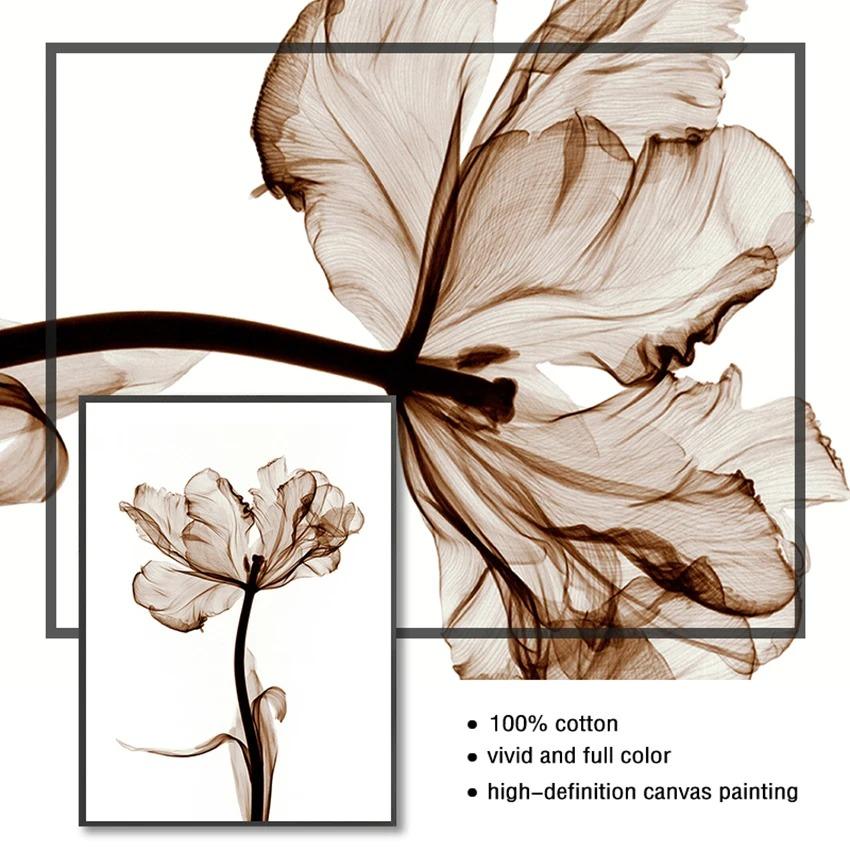 Simple Wall Decor Modern Transparent Flower Canvas Painting Art Print Picture Home Wall Decoration