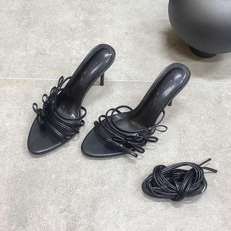 Fashion Fashion Cross-tied Women Thin  Heels Sandals Shoes Female Round Toe Footwear Butterfly-Knot Ladies High Heels Sandals Shoes