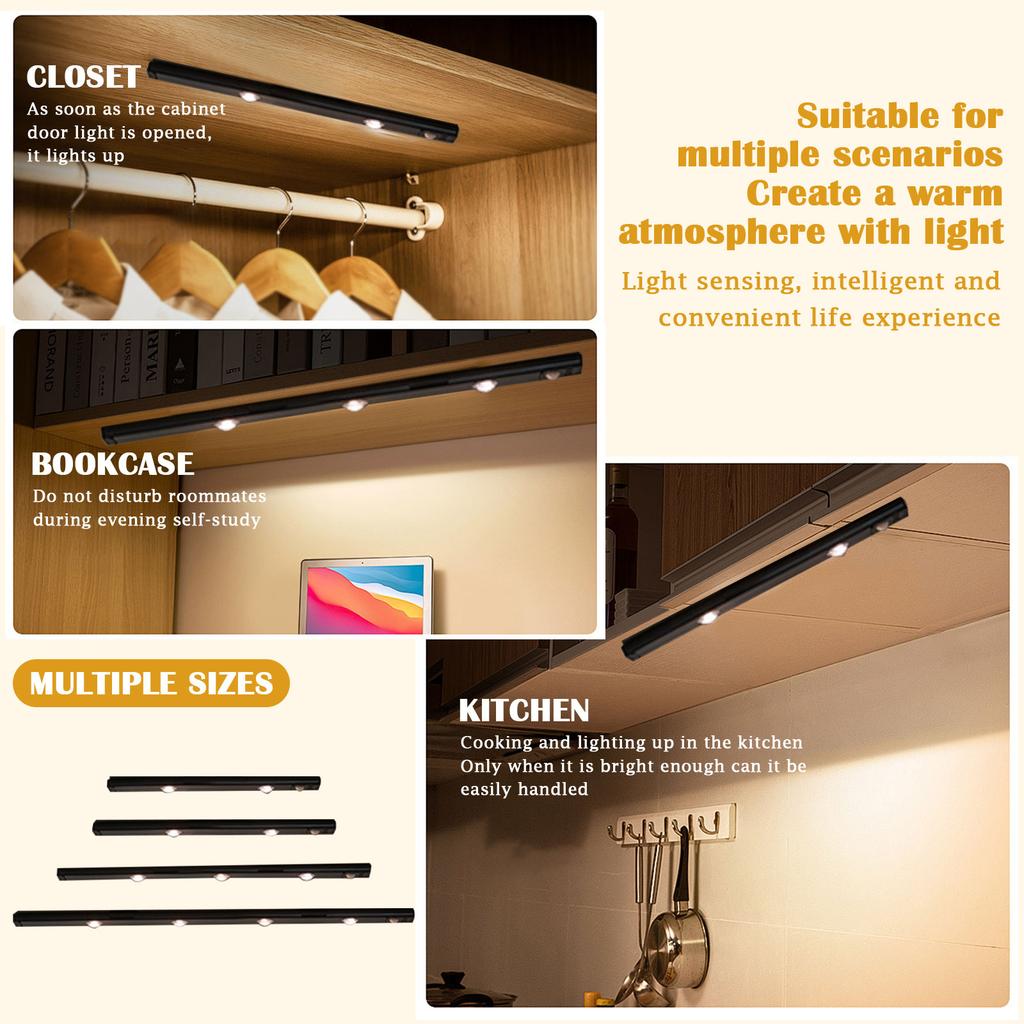 Smart LED Human Body Induction Light Rechargeable Self-adhesive Hill Cat Eye Light Strip Wine Cabinet Cabinet Wardrobe Light Strip