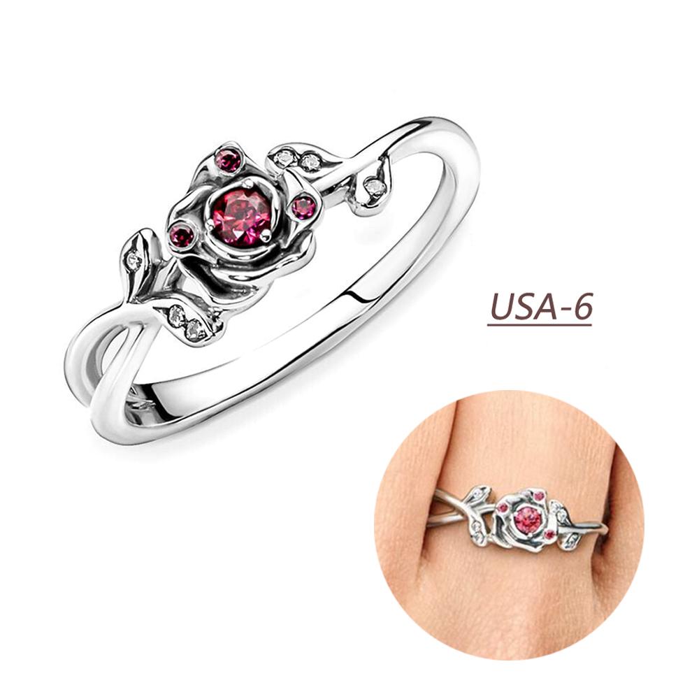 

New Beast Princess Belle and Rose Collection 925 Sterling Silver Bead Bracelet Pendant DIY Jewelry Making Gift