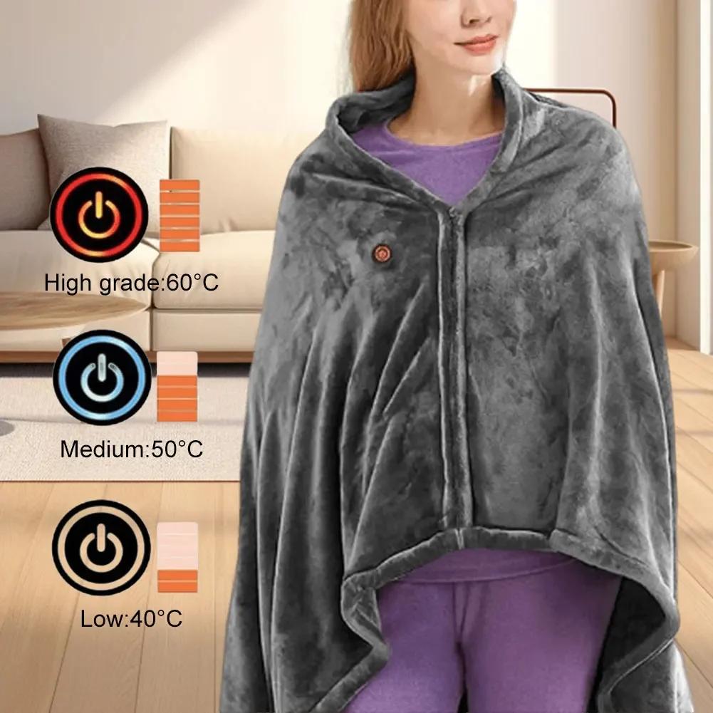 New USB Electric Heated Blanket 3 Heating Levels Fleece Heated Blanket Wearable Heating Lap Blanket for Household and Office LIJ