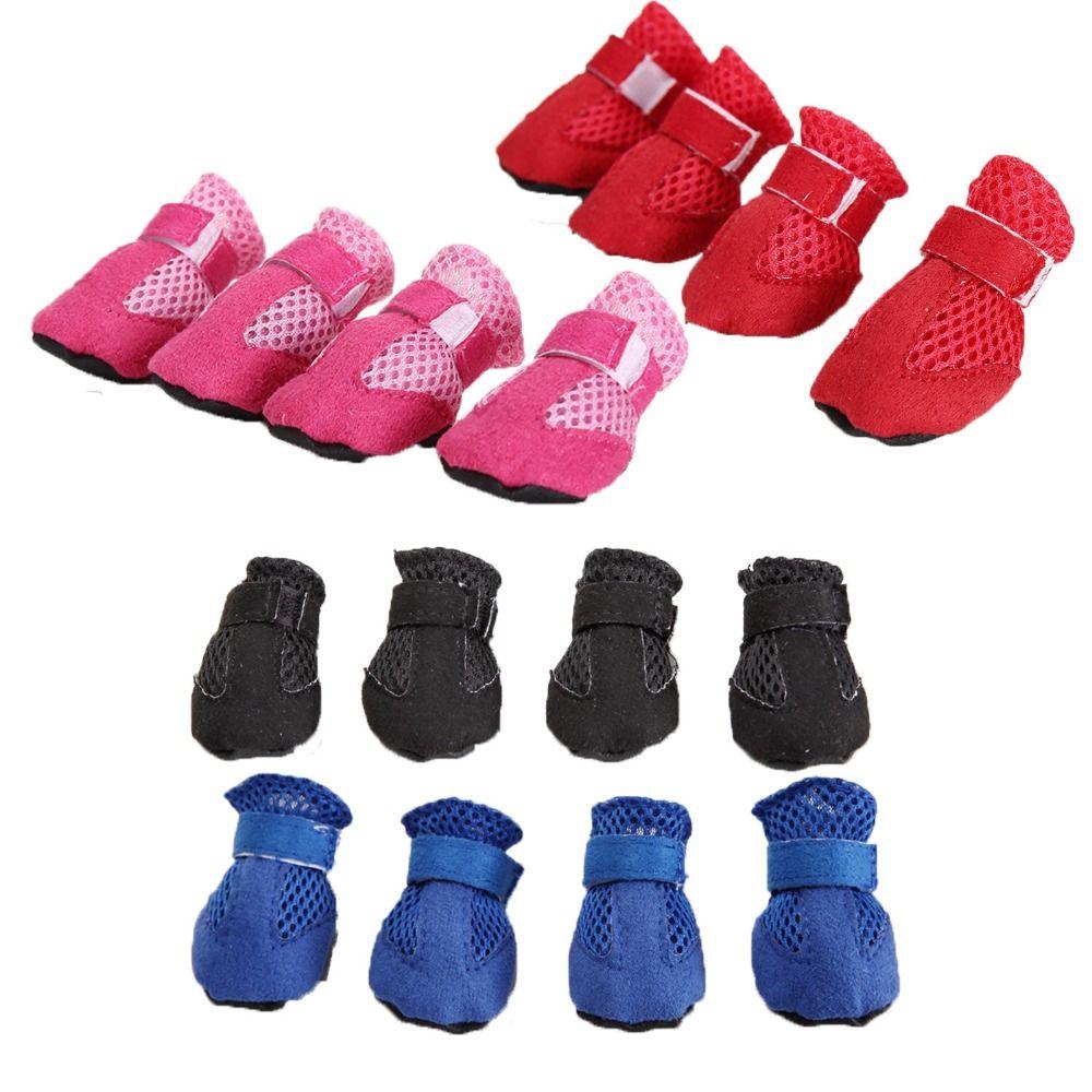 4pcs/set Soft-soled Dog Shoes Mesh Pet Sandals New Poodle Dog Shoes for Small Dogs Puppies