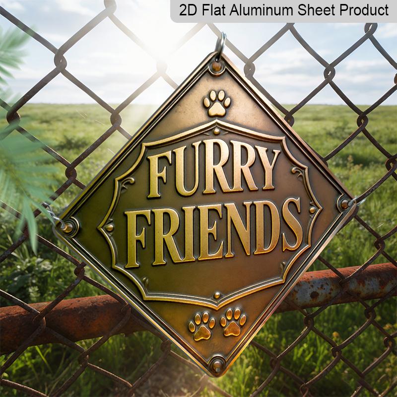 2D Flat, 1pc, Furry Friends Theme, Decorative Gift for Dog Lovers, Vintage Metal Aluminum Sign, Suitable for Living Room, Study, Pet Room, Entryway
